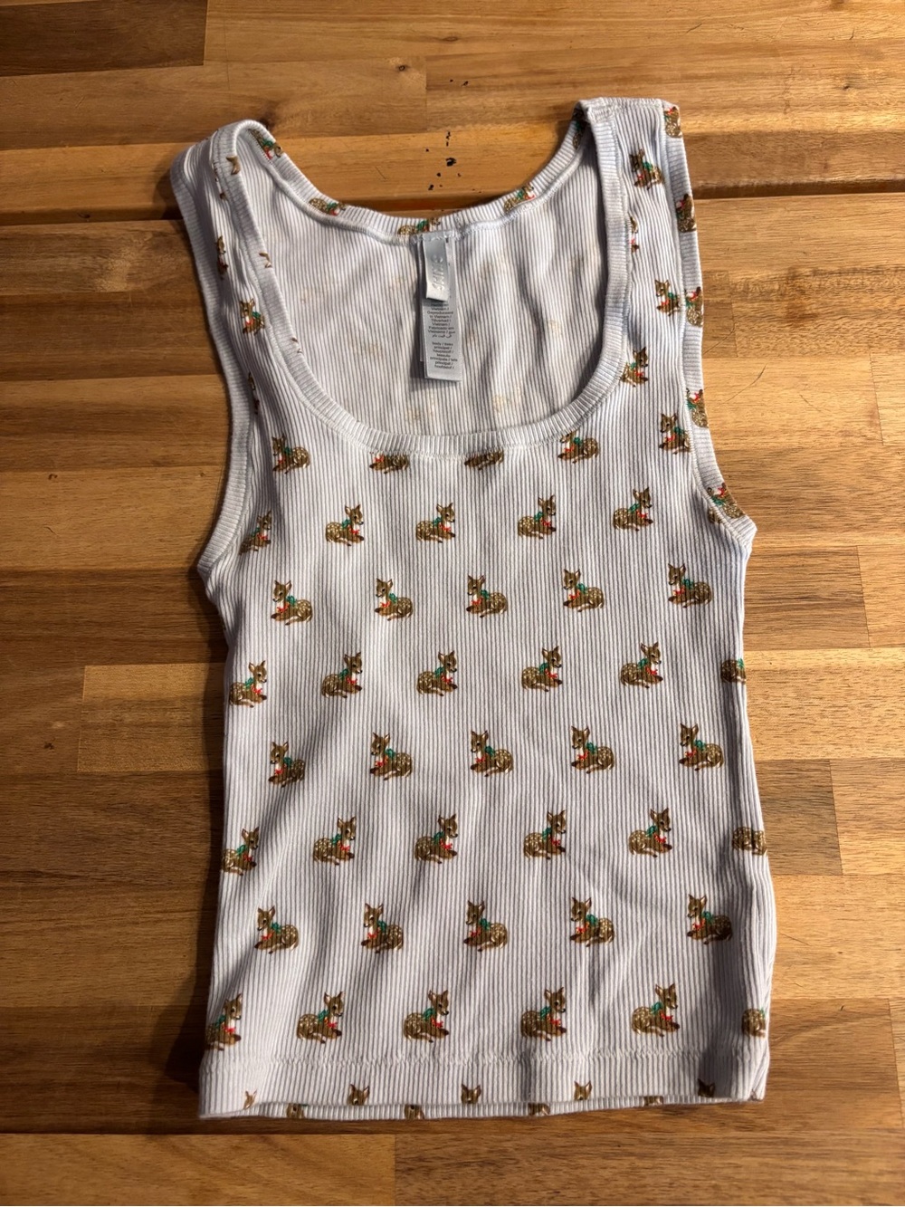 SKIMS Cotton Rib Tank Top with a limited-edition Holiday Baby Deer/Fawn Print XS